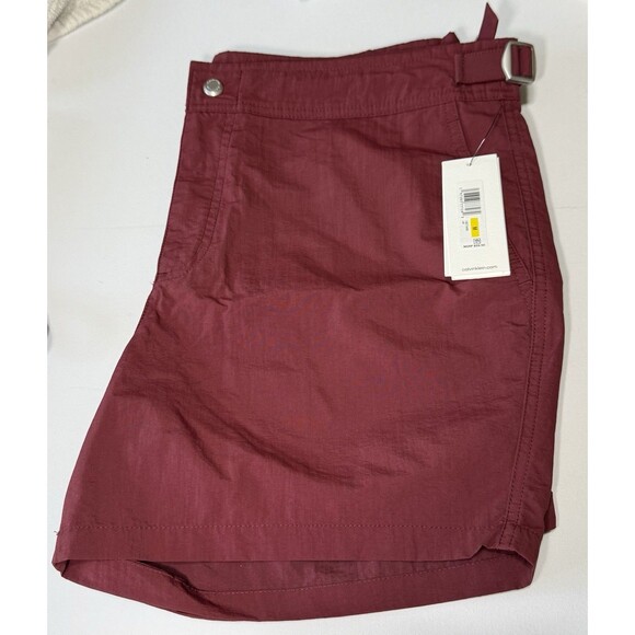 Women's Calvin Klein Swim‎ Wear Hybrid Shorts Burgundy NWT Size Medium - Picture 1 of 6